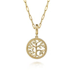 14K Yellow Plain Gold Bujukan Tree of Life Medallion Pendant - PT7562Y4JJJ-Gabriel & Co.-Renee Taylor Gallery