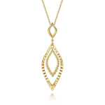 14K Yellow Plain Gold Bujukan and Diamond Cut Texture Marquise Drop Necklace - NK8090Y4JJJ-Gabriel & Co.-Renee Taylor Gallery