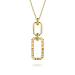 14K Yellow Plain Gold Diamond Cut Link Pendant Necklace - NK7825Y4JJJ-Gabriel & Co.-Renee Taylor Gallery