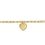 14K Yellow Plain Gold Paperclip Chain Bracelet with Personalized Bujukan Framed Heart Charm - TB4874-7Y4JJJ-Gabriel & Co.-Renee Taylor Gallery