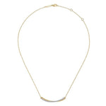 14K Yellow & White Gold Bujukan and Diamond Pavé Curved Bar Necklace - NK6367M45JJ-Gabriel & Co.-Renee Taylor Gallery