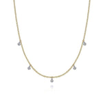 14K Yellow & White Gold Chain Necklace with Diamond Drops - NK6469M45JJ-Gabriel & Co.-Renee Taylor Gallery