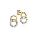 14K Yellow-White Gold Open Circle Twisted Rope and Diamond Stud Earrings - EG13830M45JJ-Gabriel & Co.-Renee Taylor Gallery