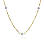 14K Yellow and White Gold Diamond Station Necklace - NK7435M45JJ-Gabriel & Co.-Renee Taylor Gallery