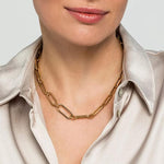 14K Yellow Casted Gold Bujukan Ball Link and Hollow Paperclip Link Chain Necklace - NK7133-17Y4JJJ-Gabriel & Co.-Renee Taylor Gallery