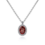 14K White Gold Garnet and Diamond Halo Drop Necklace 18" - NK647W45GN-Gabriel & Co.-Renee Taylor Gallery