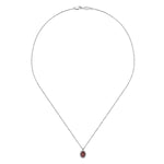 14K White Gold Garnet and Diamond Halo Drop Necklace 18" - NK647W45GN-Gabriel & Co.-Renee Taylor Gallery