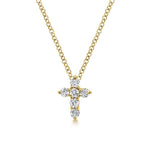 14K Yellow Gold Diamond Cross Pendant Necklace - NK2664Y44JJ-Gabriel & Co.-Renee Taylor Gallery