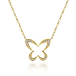 14K Yellow Gold Open Diamond Butterfly Pendant Necklace - NK2972Y45JJ-Gabriel & Co.-Renee Taylor Gallery