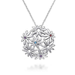 925 Sterling Silver Floral Blue Topaz, Garnet & Amethyst Pendant Necklace 18" - NK3750SVJMC-Gabriel & Co.-Renee Taylor Gallery