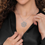 925 Sterling Silver Floral Blue Topaz, Garnet & Amethyst Pendant Necklace 18" - NK3750SVJMC-Gabriel & Co.-Renee Taylor Gallery