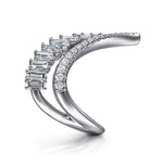 18K White Gold Diamond Baguette and Round Chevron Statement Ring – LR51820W84JJ-Gabriel & Co.-Renee Taylor Gallery