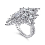 18K White Gold Diamond Pave Oval Sunburst Statement Ring – LR51398W84JJ-Gabriel & Co.-Renee Taylor Gallery