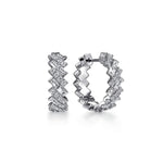 18K White Gold Round and Baguette Diamond Huggie Earrings – EG14565W84JJ-Gabriel & Co.-Renee Taylor Gallery