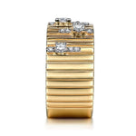 18K Yellow Gold Contemporary Diamond Station Wide Band Ring – LR52058Y84JJ-Gabriel & Co.-Renee Taylor Gallery