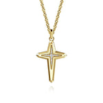 14K Yellow Gold Diamond Cross Pendant Necklace 22" - NKM2156-22Y45JJ-Gabriel & Co.-Renee Taylor Gallery