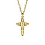 14K Yellow Gold Diamond Cross Pendant Necklace 22" - NKM2156-22Y45JJ-Gabriel & Co.-Renee Taylor Gallery