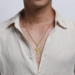 14K Yellow Gold Diamond Cross Pendant Necklace 22" - NKM2156-22Y45JJ-Gabriel & Co.-Renee Taylor Gallery