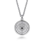 22 Inch 925 Sterling Silver Black Spinel Compass Pendant Necklace - NKM2104-22SVJBS-Gabriel & Co.-Renee Taylor Gallery