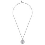 22 Inch 925 Sterling Silver Black Spinel Compass Pendant Necklace - NKM2104-22SVJBS-Gabriel & Co.-Renee Taylor Gallery