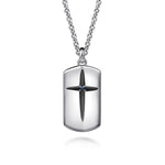 925 Sterling Silver 22" Cross Dog Tag Pendant Necklace - NKM2153-22SVJSB-Gabriel & Co.-Renee Taylor Gallery