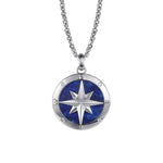 925 Sterling Silver Diamond and Lapis Compass Pendant Necklace 22" - NKM2138-22SV5LP-Gabriel & Co.-Renee Taylor Gallery