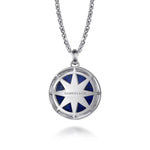 925 Sterling Silver Diamond and Lapis Compass Pendant Necklace 22" - NKM2138-22SV5LP-Gabriel & Co.-Renee Taylor Gallery