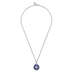 925 Sterling Silver Diamond and Lapis Compass Pendant Necklace 22" - NKM2138-22SV5LP-Gabriel & Co.-Renee Taylor Gallery
