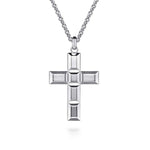 22 Inch 925 Sterling Silver Geometric Cross Pendant Necklace - NKM2114-22SVJJJ-Gabriel & Co.-Renee Taylor Gallery