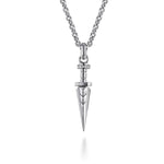 22 Inch 925 Sterling Silver White Sapphire Dagger Pendant Necklace - NKM2182-22SVJWS-Gabriel & Co.-Renee Taylor Gallery