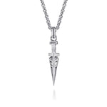 22 Inch 925 Sterling Silver White Sapphire Dagger Pendant Necklace - NKM2182-22SVJWS-Gabriel & Co.-Renee Taylor Gallery