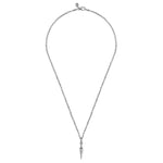 22 Inch 925 Sterling Silver White Sapphire Dagger Pendant Necklace - NKM2182-22SVJWS-Gabriel & Co.-Renee Taylor Gallery
