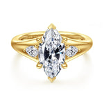 14K Yellow Gold Marquise Shape Three Stone Diamond Engagement Ring Mount - ER17026M8Y44JJ-Gabriel & Co.-Renee Taylor Gallery