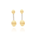 "Élite" Gold Boules Connected with a Diamonds Bar Earrings - OS4-583-Nanis-Renee Taylor Gallery