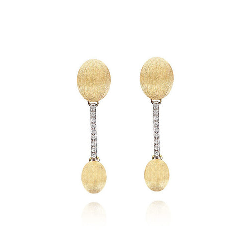 "ÉLITE" Gold Boules & Diamonds Bars Elegant Drop Earrings - OS14-583-Nanis-Renee Taylor Gallery