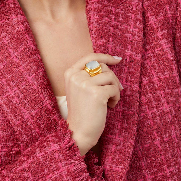 Julie Vos Cannes Statement Ring- Iridescent Clear Crystal main image 1