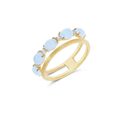 "AZURE" Gold, Diamonds & Aquamarine Double-Band Ring - AS3-597-Nanis-Renee Taylor Gallery