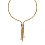 SOLO 18K Yellow Gold Lariat Necklace with Diamond Pave'-FOPE-Renee Taylor Gallery