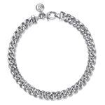 925 Sterling Silver Solid Men's Link Chain with Diamond Cut 6mm Bracelet - TBM2076SVJJJ-Gabriel & Co.-Renee Taylor Gallery