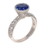 Platinum & Diamond "Martini" Ring with Violetish Blue Sapphire - R-128PP8.5-Alex Sepkus-Renee Taylor Gallery