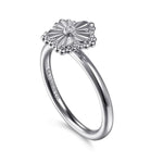 925 Sterling Silver Diamond Bujukan Frame Flower Diamond Cut Ladies Ring - LR52867SV5JJ-Gabriel & Co.-Renee Taylor Gallery