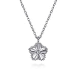 925 Sterling Silver Diamond Bujukan Frame Flower Diamond Cut Pendant Necklace - NK7913SV5JJ-Gabriel & Co.-Renee Taylor Gallery
