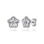 925 Serling Silver Diamond Bujukan Frame Flower Diamond Cut Stud Earrings - EG15432SV5JJ-Gabriel & Co.-Renee Taylor Gallery