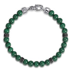 925 Sterling Silver 6mm Black Spinel and Malachite Beaded Bracelet - TBM2129SVJMC-Gabriel & Co.-Renee Taylor Gallery
