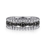925 Sterling Silver Black Spinel Bujukan Easy Stackable Ladies Ring - LR51779SVJBS-Gabriel & Co.-Renee Taylor Gallery