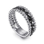 925 Sterling Silver Black Spinel Bujukan Easy Stackable Ladies Ring - LR51779SVJBS-Gabriel & Co.-Renee Taylor Gallery