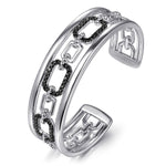 925 Sterling Silver Black Spinel Bujukan Link Chain Cuff Bracelet - BG4884-62SVJBS-Gabriel & Co.-Renee Taylor Gallery