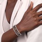 925 Sterling Silver Black Spinel Bujukan Link Chain Cuff Bracelet - BG4884-62SVJBS-Gabriel & Co.-Renee Taylor Gallery
