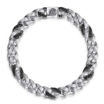 925 Sterling Silver Black Spinel Cuban Link Chain Mens Bracelet - TBM2124SVJBS-Gabriel & Co.-Renee Taylor Gallery
