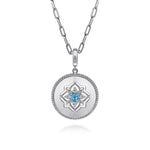925 Sterling Silver Blue Topaz and White Sapphire Bujukan Medallion Pendant - PT6636SVJMC-Gabriel & Co.-Renee Taylor Gallery